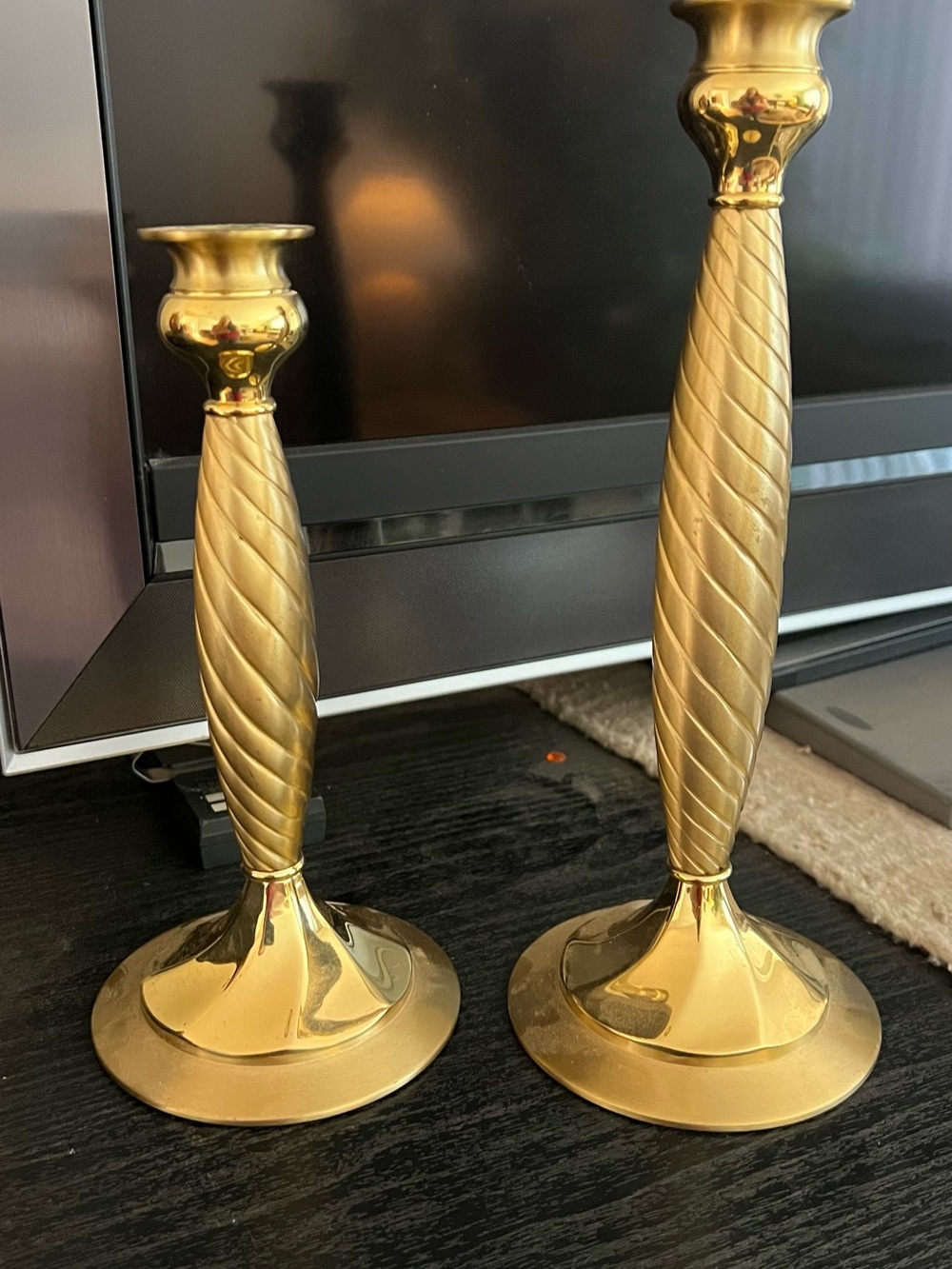 PartyLite Gold Spiral Brass Candlestick Pair